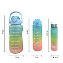 Kit 3 Garrafas de Água Motivacionais Fitness Tie Dye Degrade Preto Branco Sortida Beber Academia 2 Litros 900ml 300ml