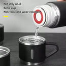 Kit Garrafa 500ML com 3 Xicaras Garrafa Termica Aço Inox Fosca Copo Termico
