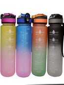 Garrafa de água de 1 litro esportiva motivacional tie dye usada em Academia Viagens e ao ar livre, Squeeze Fitness Antivazamento