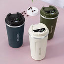 Copo Térmico Digital 400Ml Coffee Com Sensor de Temperatura Caneca de café com tampa de aço inoxidável silicone metal café