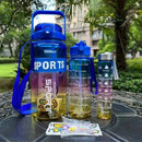 Kit 3 Garrafa De Água Squeeze Motivacional Com Adesivo E Cinta garrafa de água esportiva.