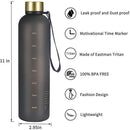 Garrafa De Água Fosca 1000 Ml Copo De Plástico Com Tampa Fosco Beber Para Meninas Marcador De Tempo Chá Cozinha