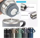 Kit Garrafa 500ML com 3 Xicaras Garrafa Termica Aço Inox Fosca Copo Termico