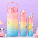 Kit 3 Garrafas De Água Squeeze Motivacional Academia 2000ml + 900ml + 300ml