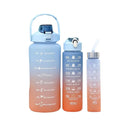 Kit 3 Garrafas De Água Squeeze Motivacional Academia 2000ml + 900ml + 300ml