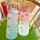 Garrafa 2 Litros com Canudo Frases de Incentivo em Português Alça Suporte Para Celular + Adesivos 3D