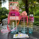 Kit 3 Garrafa De Água Squeeze Motivacional Com Adesivo E Cinta garrafa de água esportiva.