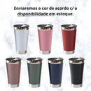 Copo Térmico Sortido 473ml COM TAMPA E Abridor Inox Sortido Para Quente e Gelado Conserva Quente Gelado