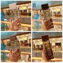 Garrafa de agua quadrada com tampa rosca e ALÇA 450 ml.