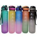 Garrafa de água de 1 litro esportiva motivacional tie dye usada em Academia Viagens e ao ar livre, Squeeze Fitness Antivazamento